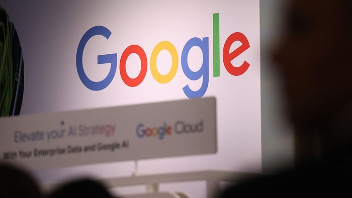 HANOVER, GERMANY - MARCH 31: The Google Cloud pavilion stands at the 2025 Hannover Messe industrial trade fair on March 31, 2025 in Hanover, Germany. The fair, which showcases German and international industrial production, is taking place as trade relations between the European Union and the United States are becoming fractured by the threat of tariffs by the administration of U.S. President Donald Trump. (Photo by Sean Gallup/Getty Images)