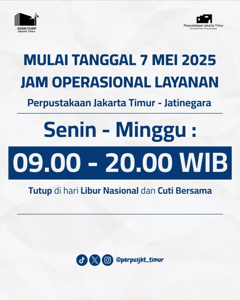 Jam Buka Perpustakaan Jakarta Timur