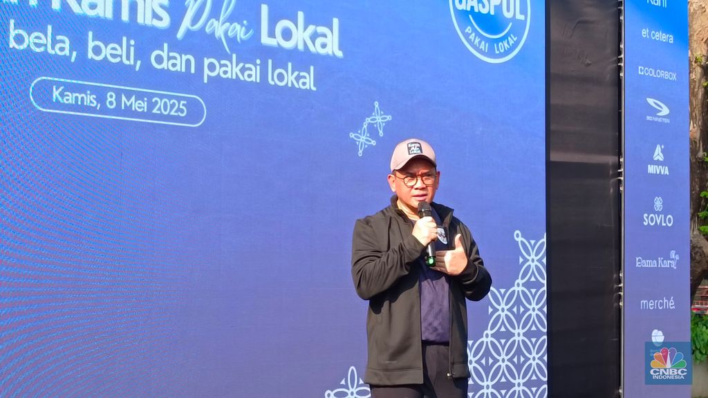Menteri Perdagangan Budi Santoso meluncurkan Gaspol di lingkungan Kemendag, Jakarta, Kamis (8/5/2025). (CNBC Indonesia/Martyasari Rizky)