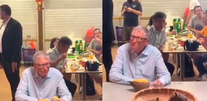 Reaksi Bill Gates saat Cicip Durian dan Sate Ayam di Food Court
