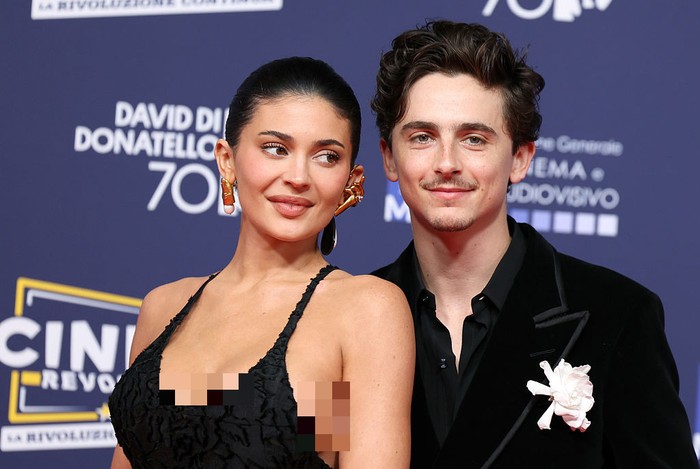 ROME, ITALY - MAY 07: Kylie Jenner and Timothée Chalamet attend the photocall during the 70th David Di Donatello at Cinecitta Studios on May 07, 2025 in Rome, Italy.