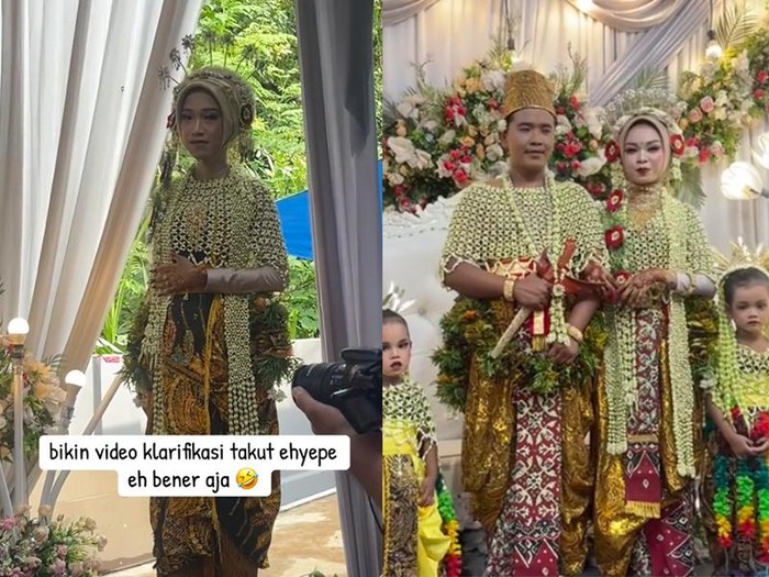 Beredar video ada dua wanita yang mengenakan busana pengantin bikin warganet bingung, viral di TikTok.