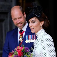 Pangeran William dan Putri Wales Catherine menghadiri misa peringatan 80 tahun VE Day (Victory in Europe Day) di Westminster Abbey, London, Inggris, pada Rabu (8/5/2025). Acara ini merupakan bagian dari penghormatan kepada para veteran dan pejuang yang berjasa mengakhiri Perang Dunia II di Eropa. (Foto: Max Mumby/Indigo/Getty Images)