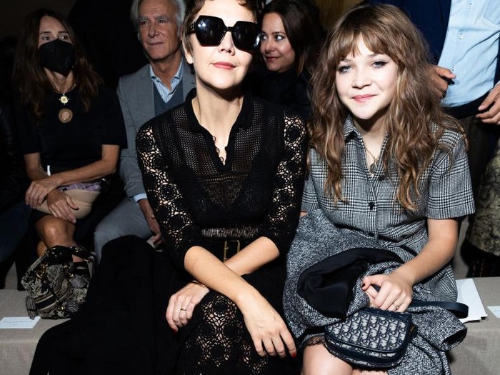 PARIS, FRANCE - SEPTEMBER 27: (EDITORIAL USE ONLY - For Non-Editorial use please seek approval from Fashion House) Maggie Gyllenhaal and Ramona Sarsgaard attend the Christian Dior Womenswear Spring/Summer 2023 show as part of Paris Fashion Week  on September 27, 2022 in Paris, France. (Photo by Victor Boyko/Getty Images)
