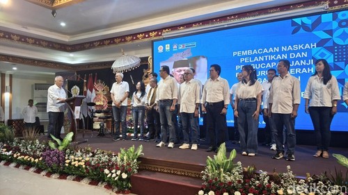 Pelantikan Pengurus Daerah (Pengda) Keluarga Alumni Gadjah Mada (KAGAMA) Bali oleh Ketua Umum PP KAGAMA, Basuki Hadimuljono. Sabtu (10/5/2025).