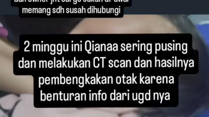 Postingan ibu tentang anaknya yang kena pintu truk ekspedisi.