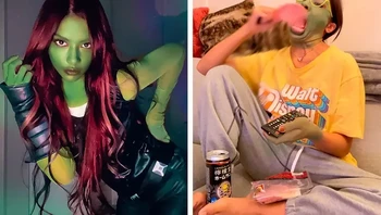 Instagrammer merayakan Halloween sendiri di rumah. Foto: ViennaDoll via BoredPanda