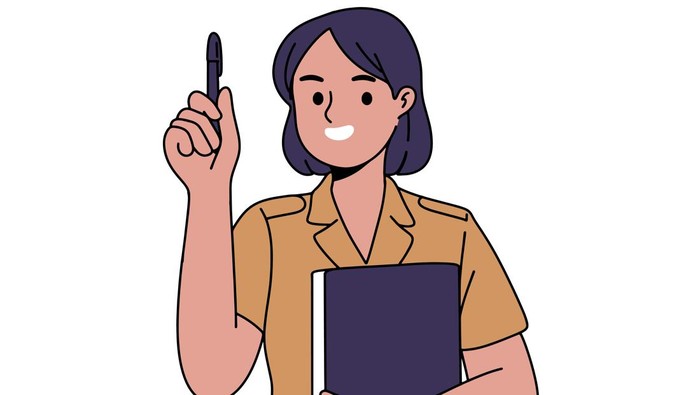 Ilustrasi guru, Ilustrasi rapor, Ilustrasi PNS. (Freepik/syarifahbrit)