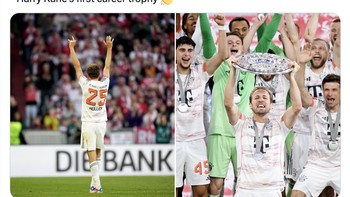 Di saat Kane mengangkat trofi pertama, legenda Thomas Muller pensiun dari Bayern Munich. Foto: X.com