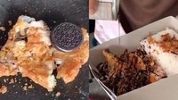 Penggemar ayam geprek pasti kaget lihat kombinasi oreo dan susu cokelat di ayam geprek ini. Foto: X/Instagram