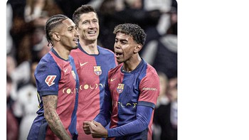 Musim ini, Barcelona memenangkan seluruh laga El Clasico lawan Real Madrid. Foto: X.com