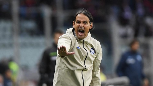 Soccer Football - Serie A - Torino v Inter Milan - Stadio Olimpico Grande Torino, Turin, Italy - May 11, 2025 Inter Milan coach Simone Inzaghi reacts REUTERS/Massimo Pinca
