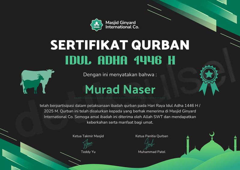 Contoh sertifikat qurban