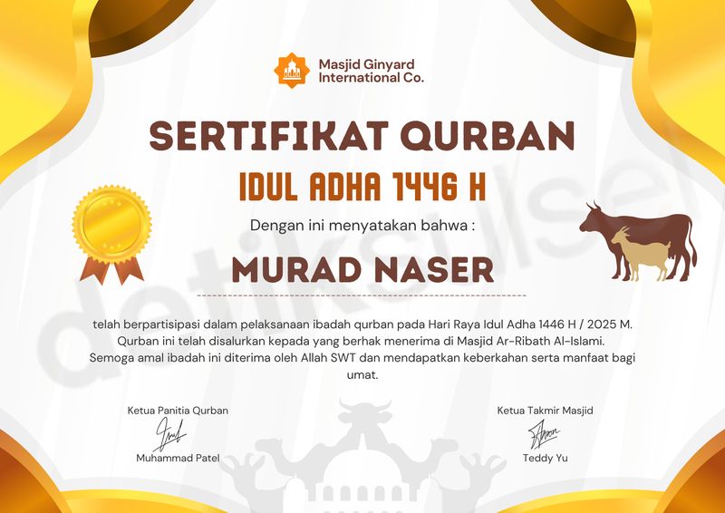 Contoh sertifikat qurban