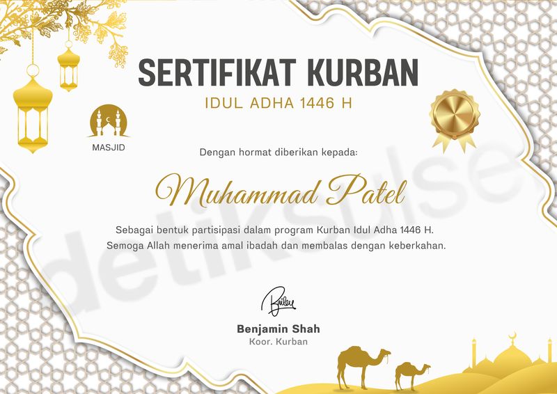 Contoh sertifikat qurban