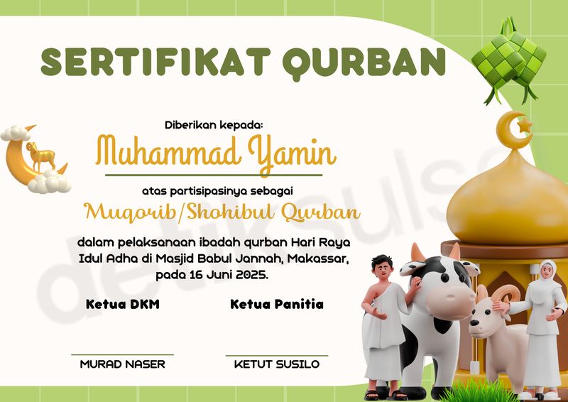 Contoh sertifikat qurban