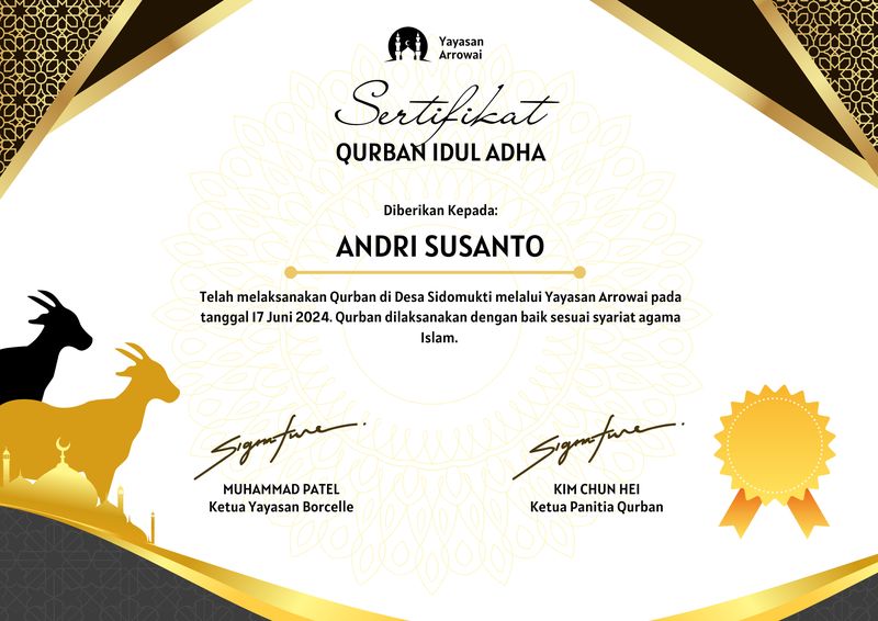 Contoh sertifikat qurban
