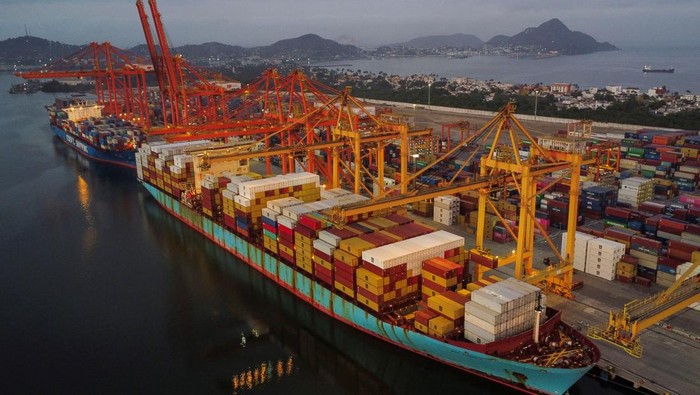 A drone view shows the Manzanillo seaport as Mexican authorities bet on positive economic growth and the strength of global trade building an expansion to the port named 