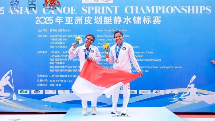 Herlin Aprilia Lali dan Sella Olce Monim di 2025 Asian Canoe Sprint Championships