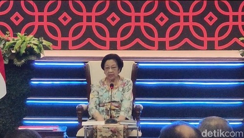 Megawati Soekarnoputri di acara peluncuran buku ‘Pengantar Pemahaman Konsepsi Dasar Sekitar Hak Atas Kekayaan Intelektual (HAKI)’
