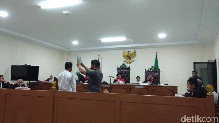 Sidang kasus sindikat uang palsu UIN Alauddin Makassar di PN Sungguminasa, Gowa.