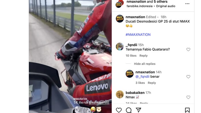 Momen Ducati Desmosedici disetut Yamaha Nmax