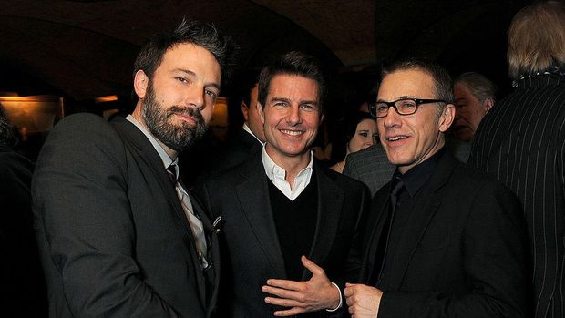 LONDON, ENGLAND - FEBRUARY 09:  (L to R) Ben Affleck, Tom Cruise and Christoph Waltz attend the Charles Finch and Chanel Pre-BAFTA cocktail party and dinner at Annabel's on February 8, 2013 in London, England.  (Photo by Dave M. Benett/Getty Images)