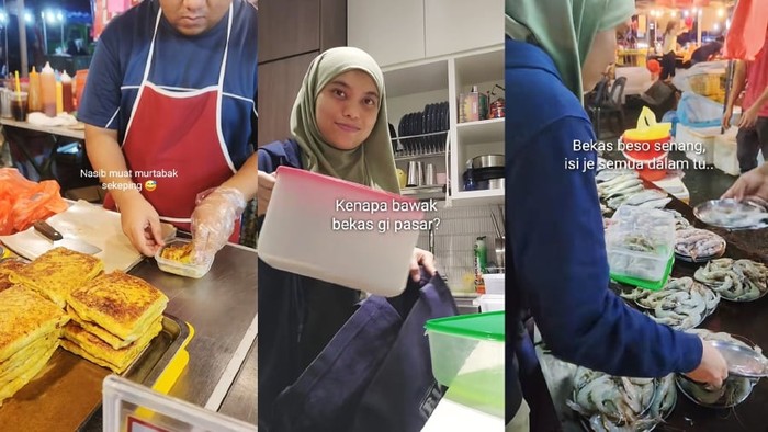 Bawa Wadah Sendiri Saat Jajan di Pasar Malam, Wanita Ini Banjir Pujian