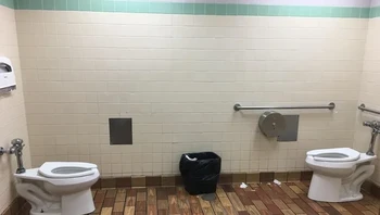 Bayangkan kalian di toilet dengan kloset berhadapan dengan orang lain, seperti di foto ini. Foto: Reddit Awe5am via BrightSide