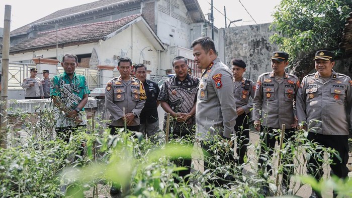 Kapolres Jombang saat meninjau Pekarangan Pangan Bergizi di Desa Mojotrisno.