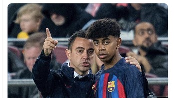 Fabrizio Romano mengunggah pernyataan Yamal tentang Xavi yang dulu memberinya kesempatan. Saya berterima kasih pada Xavi, tanpa dia hal ini tidak mungkin. Dia memberi pemain muda peluang untuk membuat debut, cetus Yamal. Foto: X.com