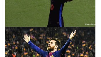 Selebrasi Yamal semalam mirip dengan Messi. Foto: X.com