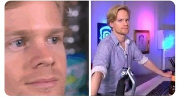 Drew Scanlon, seorang jurnalis dan mantan video producer asal AS terkenal di internet sebagai wajah di balik meme GIF Blinking White Guy (Pria Kaukasian Berkedip). GIF ikonik ini berasal dari rekaman livestream Giant Bomb pada tahun 2013. Saat itu, salah satu rekannya membuat pernyataan yang dianggap mengejutkan atau sulit dipercaya, dan reaksi Drew Scanlon yang terekam kamera adalah ekspresi kaget diikuti kedipan mata yang cepat dan skeptis. Ekspresi kaget dan berkedip tersebut dengan cepat diubah menjadi GIF dan digunakan secara luas di media sosial untuk mengekspresikan ketidakpercayaan, kebingungan, kejutan, atau reaksi terhadap sesuatu yang dianggap bodoh atau absurd. Foto: X.com