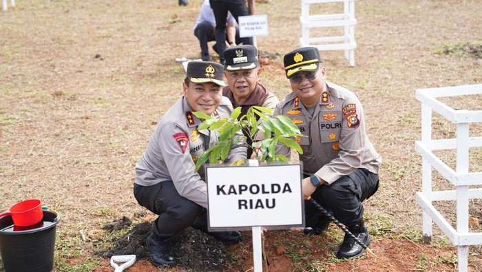 Kapolda Riau Irjen Herry Heryawan dan Bupati Amsar Tanam Pohon di Kepulauan Meranti.