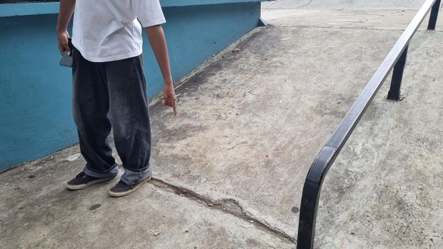 Kondisi skatepark di RTH Kalijodo yang rusak.