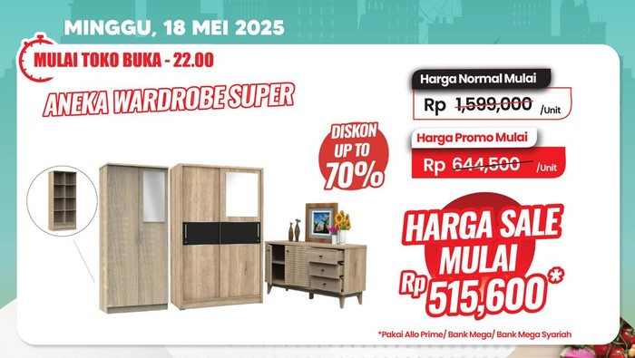 Lemari Baju di Transmart Full Day Sale Diskon Hampir Rp 1 Jutaan