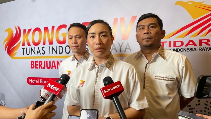 Ketum Tidar Rahayu Saraswati Djojohadikusumo setelah acara Kongres IV Tidar di Hotel Borobudur, Jakarta Pusat, Sabtu (17/5/2025).