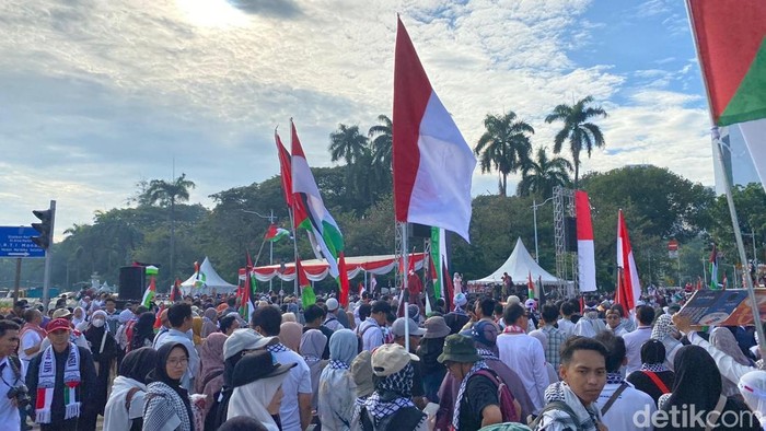 Aksi bela Palestina di Jakarta. (Maulani/detikcom)