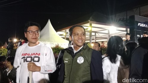 Menteri Kehutanan Raja Juli Antoni, seusai Flag Off Rinjani 100 di Sembalun Lombok Timur, Minggu (18/5/2025). (Sanusi Ardi W/detikBali).