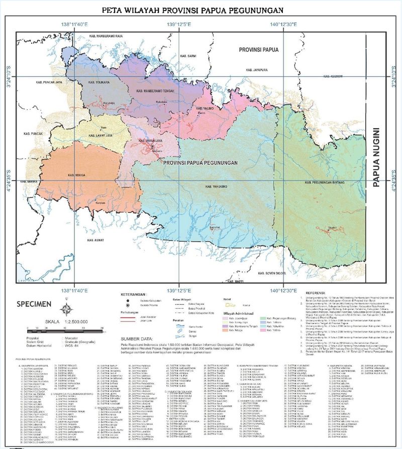 Peta Wilayah Provinsi Papua Pegunungan.