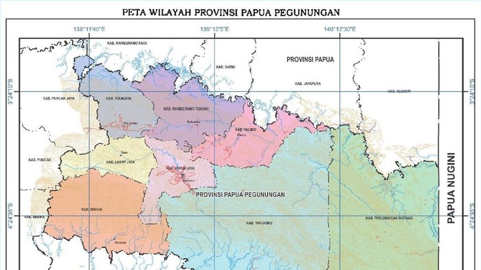 Peta Wilayah Provinsi Papua Pegunungan.