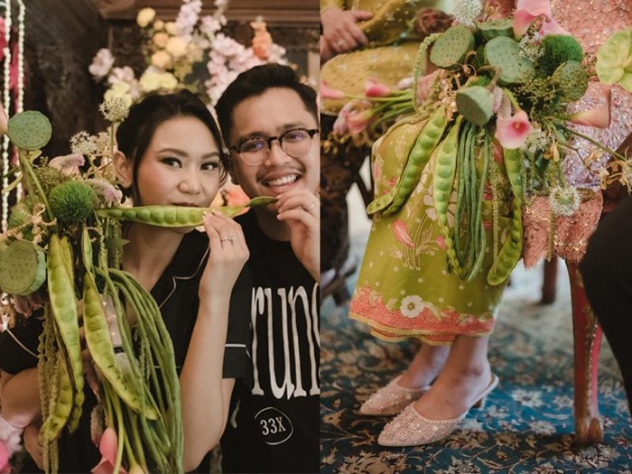Wanita ini memilih petai dan kacang panjang yang biasanya dijadikan lalapan sebagai buket bunga di acara lamaran. Postingan tersebut langsung viral di media sosial.
