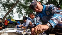 Dalam aksi tersebut, para Prajurit Komando Pasukan Katak (Kopaska) TNI Angkatan Laut membawa dan menanam rangkaian bibit terumbu karang buatan di dasar laut untuk mendorong pertumbuhan kembali habitat alami biota laut yang rusak.