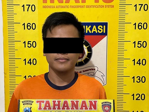 M Fikri, pelaku pembunuhan Ahmad Husaini (25), mahasiswa di tempat cuci mobil Desa Sukosari, Kecamatan Gondanglegi, Kabupaten Malang