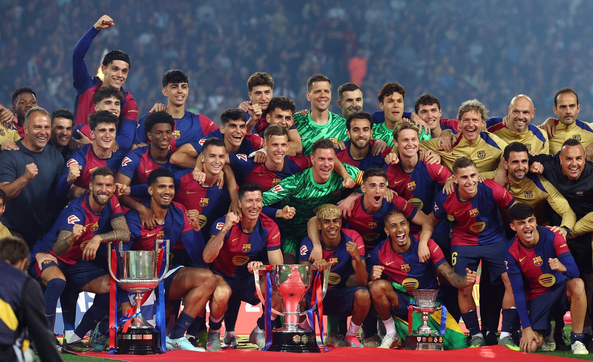 Barcelona menyapu bersih kompetisi domestik di 2024/2025. (Foto: REUTERS/Albert Gea)
