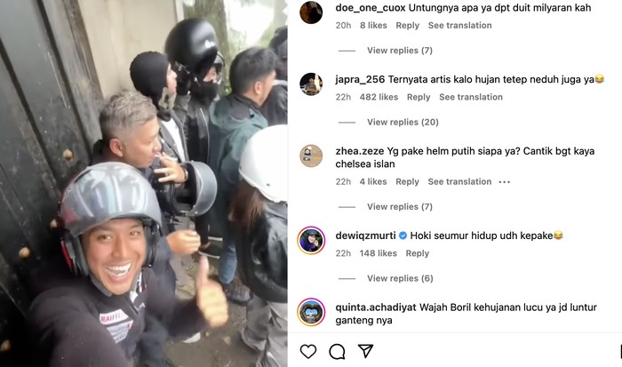 Hoki seumur hidup kepakai, bikers ini neduh bareng circle Ariel Noah