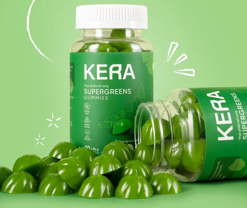 Kera Supergreens Gummies, diduga klaim palsu mengandung sepiring sayur.