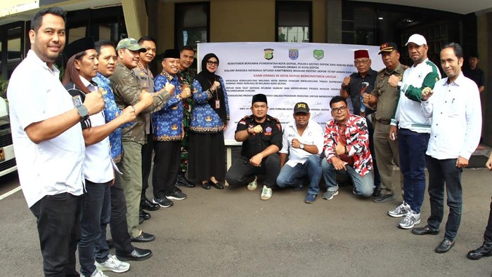 Pemerintah Kota Depok bersama Polres Metro Depok dan Kodim 0508/Depok menggelar silaturahmi dengan para ketua dan pengurus ormas se-Kota Depok. (dok Ist)