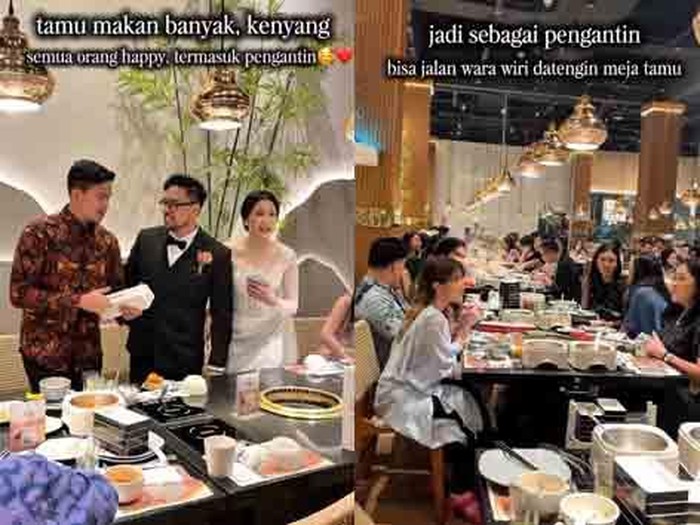 Beredar video viral, pasangan pengantin yang memilih restoran santap sepuasnya atau all you cat eat sebagai lokasi resepsi pernikahan di BSD.