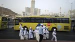 Suasana Terminal Bus Shalawat Syib Amir di Kawasan Masjidil Haram